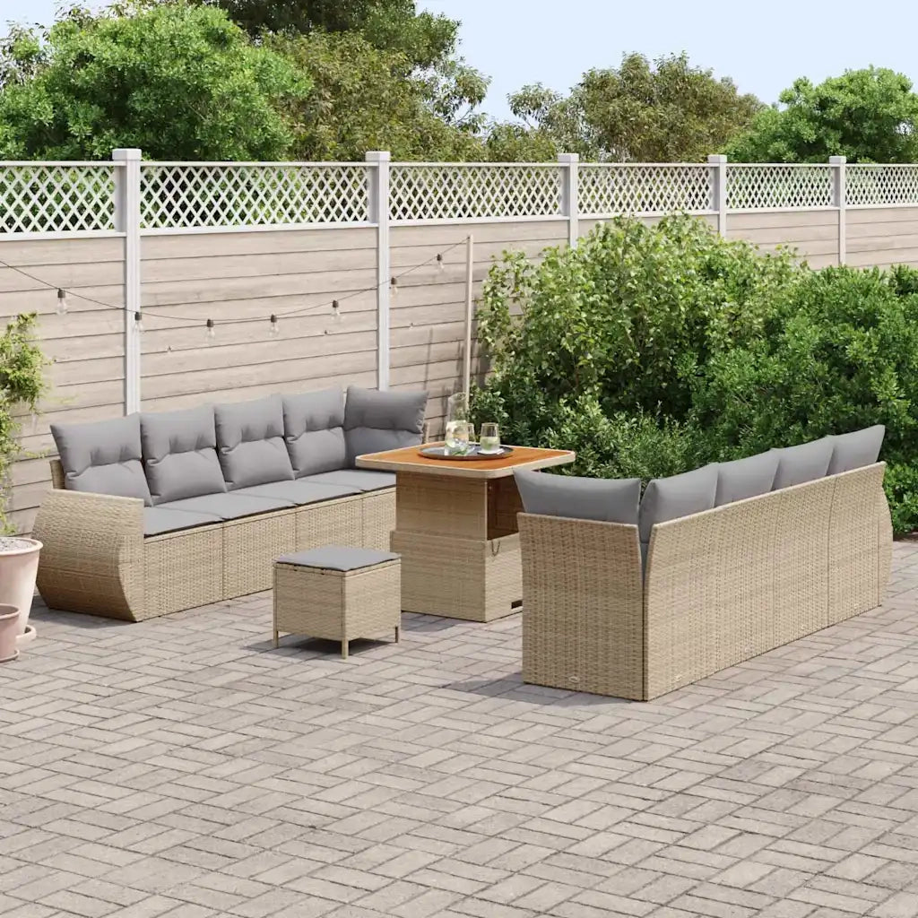 Set Divano da Giardino con cuscino 11 pcs Beige polyrattan 3361847