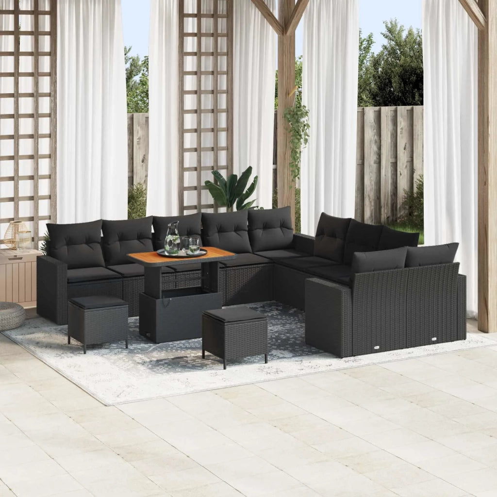 Set Divano da Giardino 13 pcs Nero polyrattan 3361674