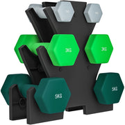 Set Manubri Esagonali 18 kg ¨C Xylo ¨C Con Supporto, Acciaio e Plastica