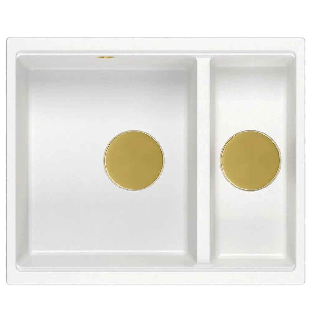 Lavello In Granito Logan 150 White Tappo oro