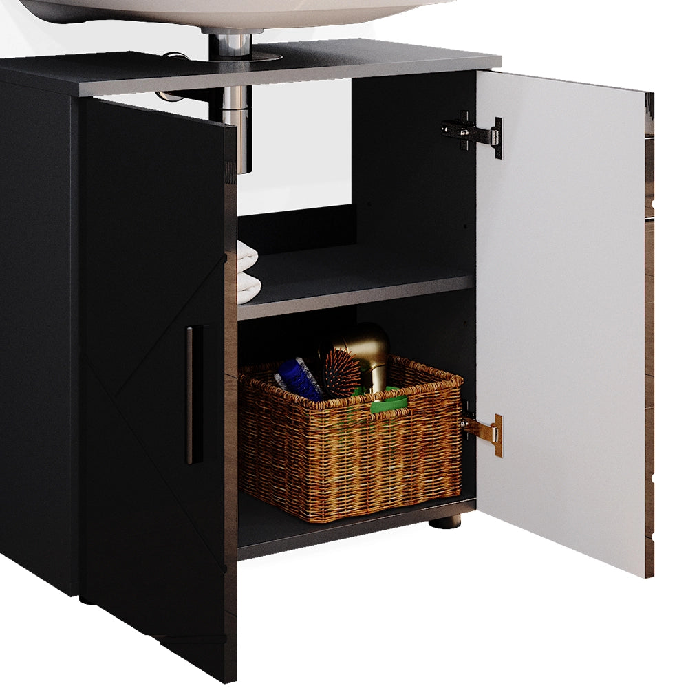 Vicco Set mobili bagno Antracite lucido 2 parti, mobile base 60 cm