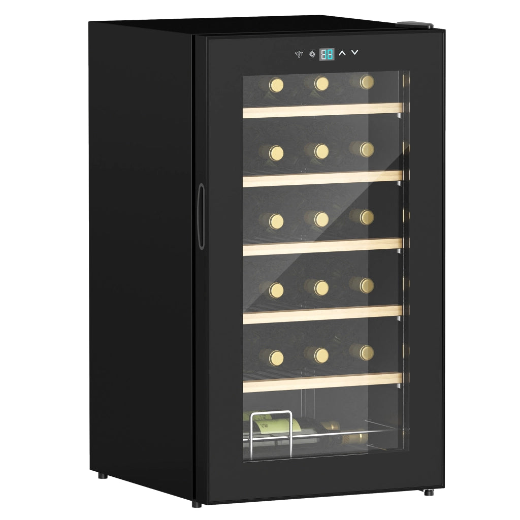 Cantinetta Vino Frigo per 24 Bottiglie, Capacit¨¤ 65L, Controllo Temperatura e Ripiani Estraibili, Nero