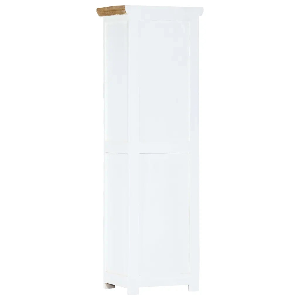 Credenza Bianca e Marrone 40x30x128 cm in Legno di Mango Grezzo 247738