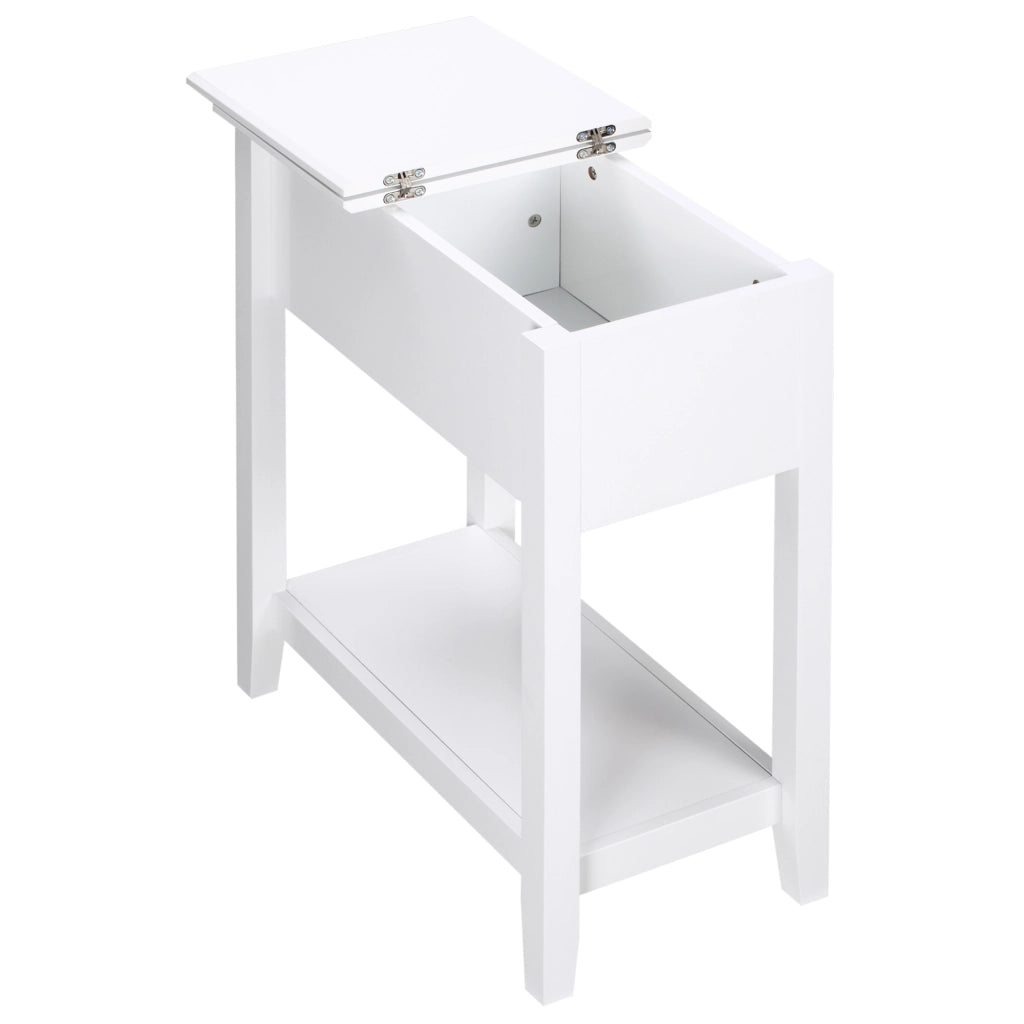 Comodino con Ripiano e Foro per Cavi ¨C Minimal ¨C 60.5x32.5x70 cm Bianco