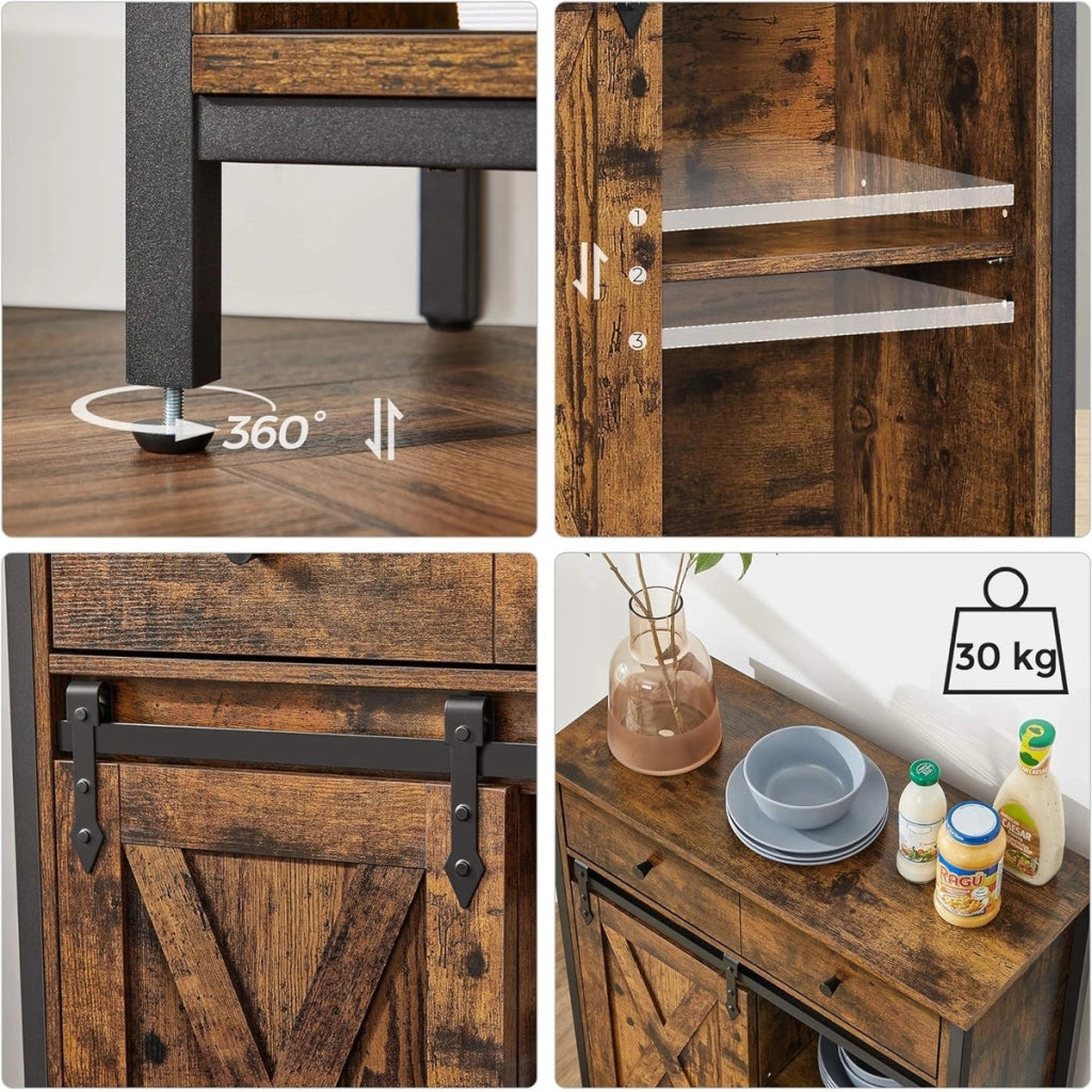 Credenza Industrial Loft in Legno Rustico e Acciaio