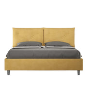 BS COM Letto queen size contenitore imbottito 150x190 microfibra ocra Large