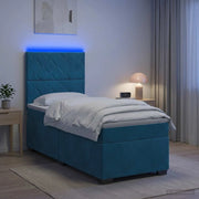 Letto box spring con materasso Blu 100 x 200 cm Velluto 3455058