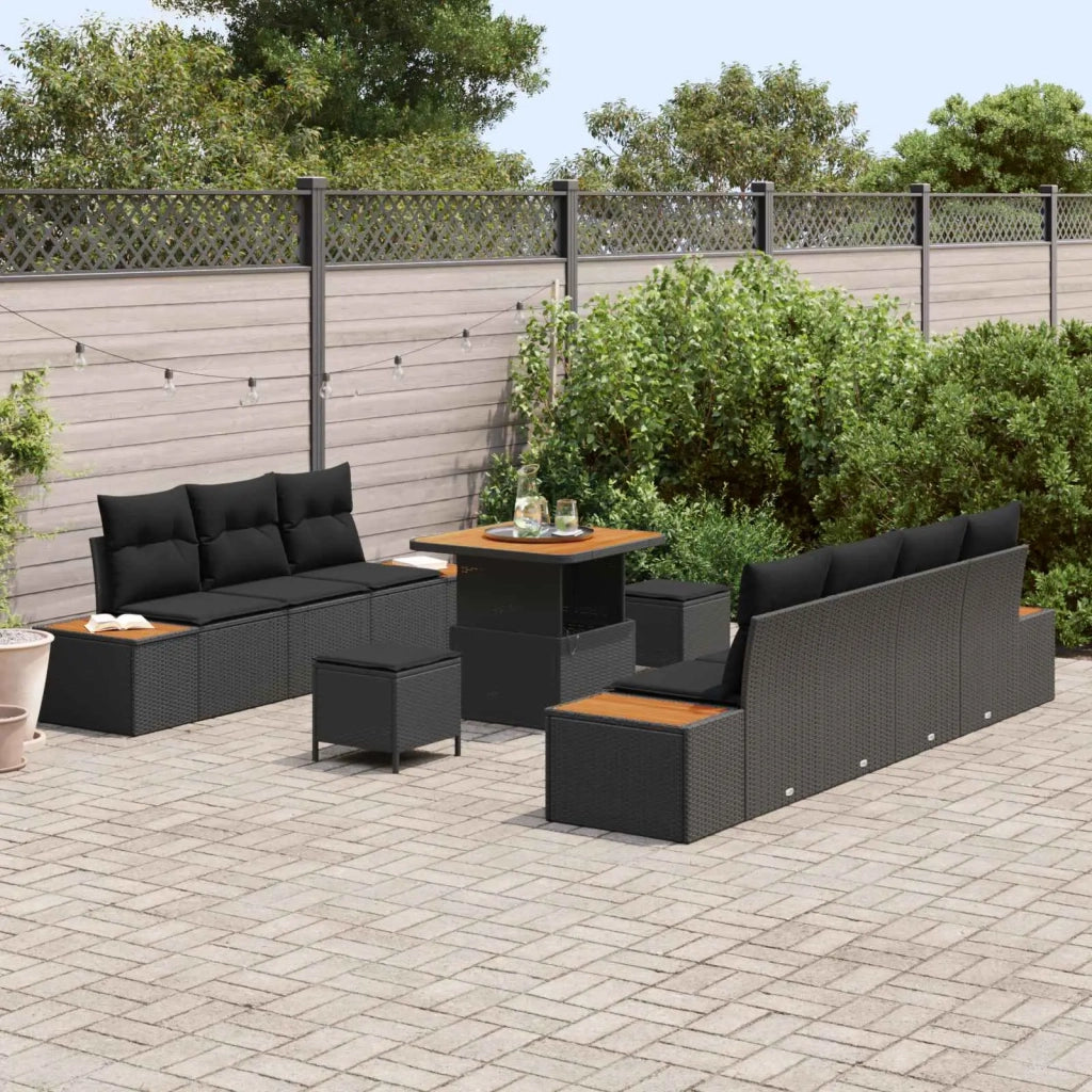 Set Divano da Giardino 10 pcs Nero polyrattan 3362874