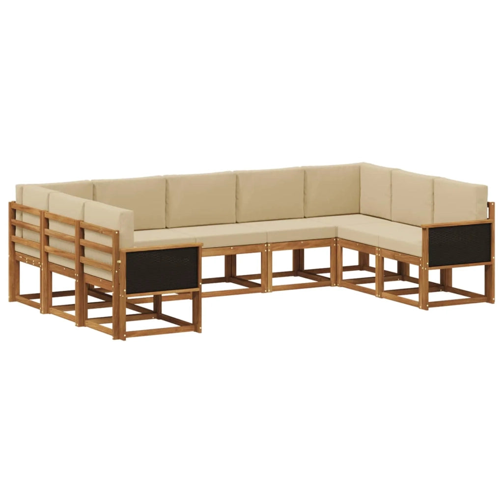 Set di divani da esterno 9 pz Naturale e Beige 3385524