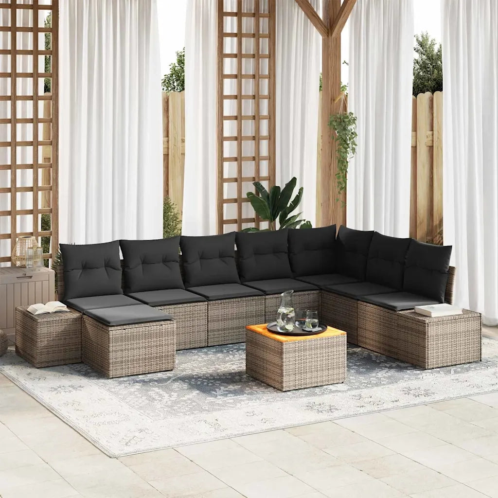 Set Divano da Giardino 9 pcs Grigio