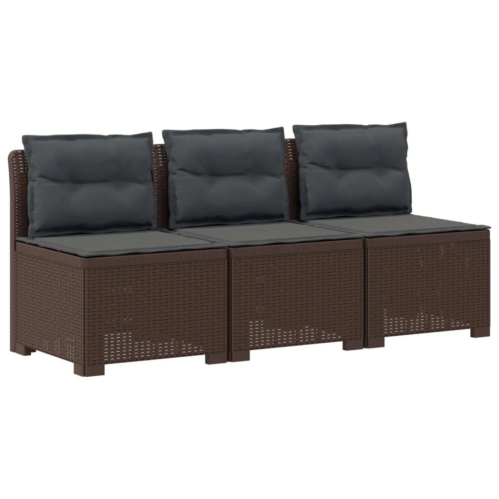 Divano da esterno-Divano da Giardino 3 posti con cuscini in look rattan PP 844340