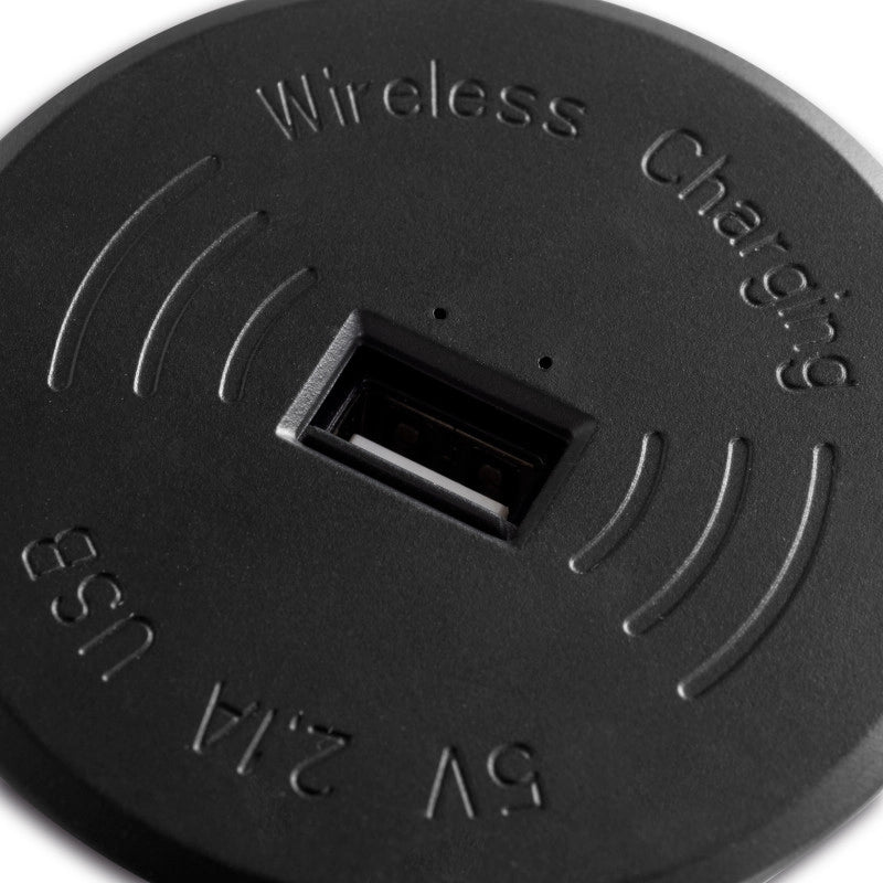 Caricabatterie wireless nascosto Airtop 2, D.60mm, 5V DC 2A (Qi-10W), Tecnoplastica, Nero