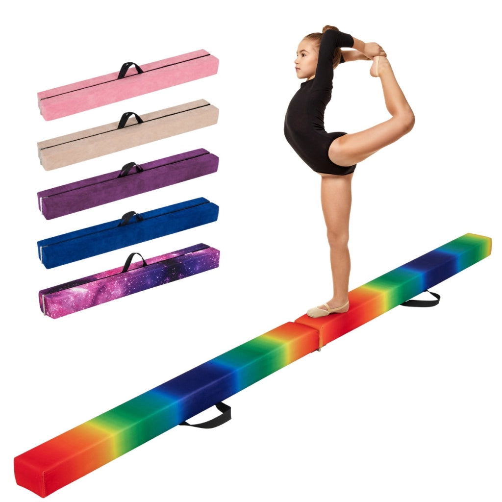 Trave da equilibrio pieghevole in schiuma con base in legno solido e fondo antiscivolo-Trave da equilibrio pieghevole con maniglia Colorato
