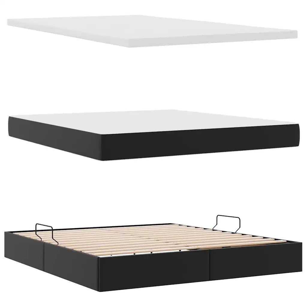 Letto con contenitore e materasso Nero 180 x 200 cm 3370174