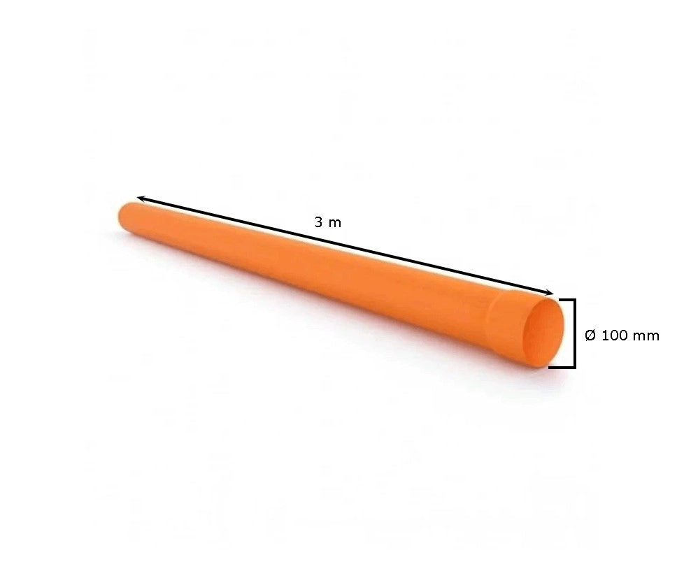 Tubo in pvc arancio : Diametro - 100, Metri Lineari - 3 metri