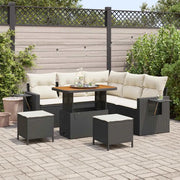 Set Divano da Giardino 9 pcs Nero e Crema polyrattan