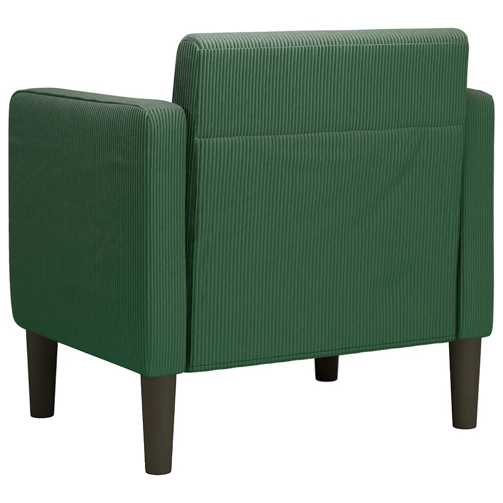 Divano Poltrona | Sedia con Braccioli Verde Scuro 54 cm Tessuto a Coste