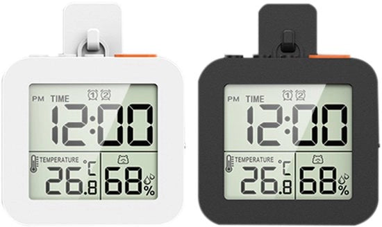 Paio di timerdoucheklok digitali a due canali con allarme, orologi da parete per cucina e bagno, bianco e nero (batterie non incluse).