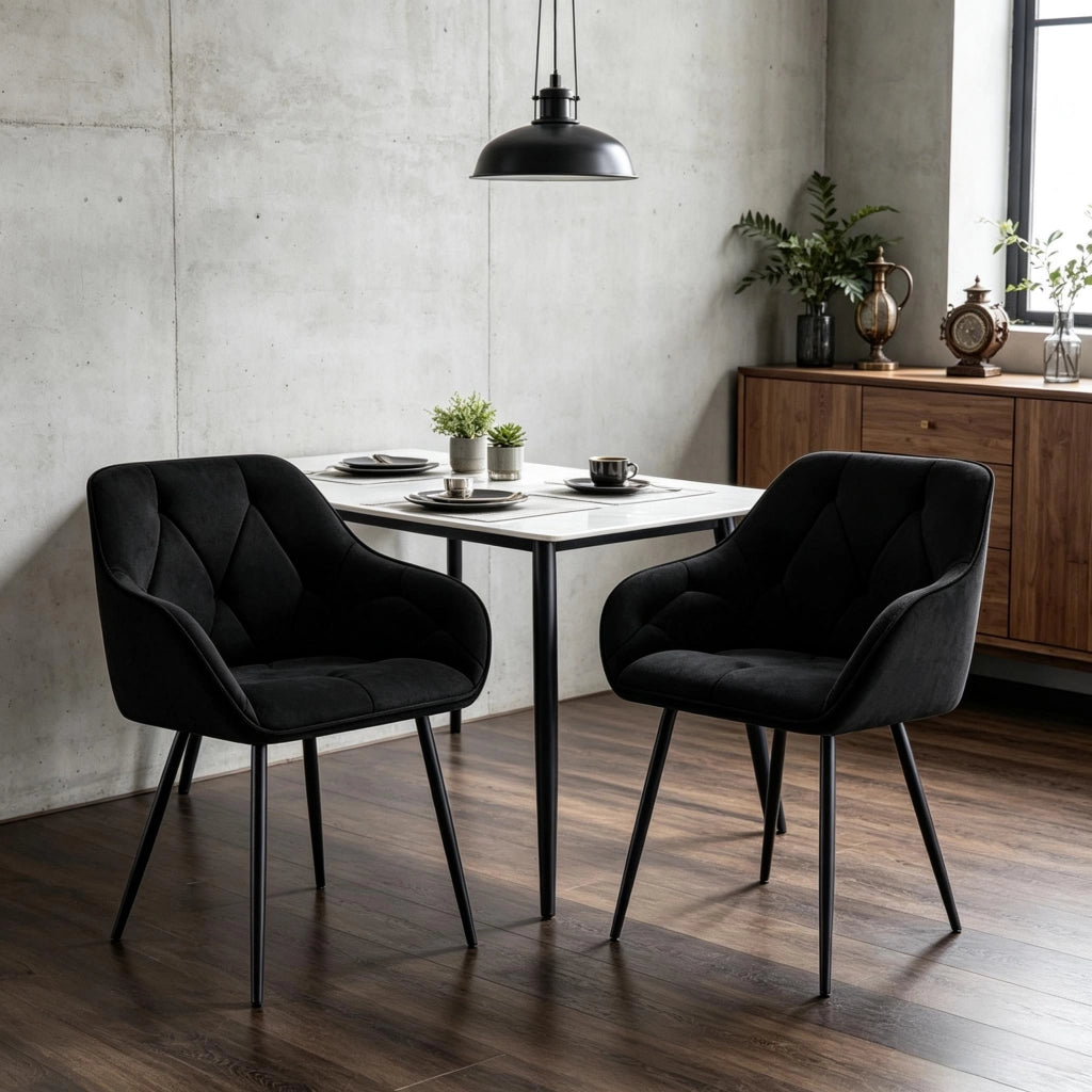 SEDIE Imbottite Set da 2 pezzi 45,5x45x83,5 cm Velluto Nero