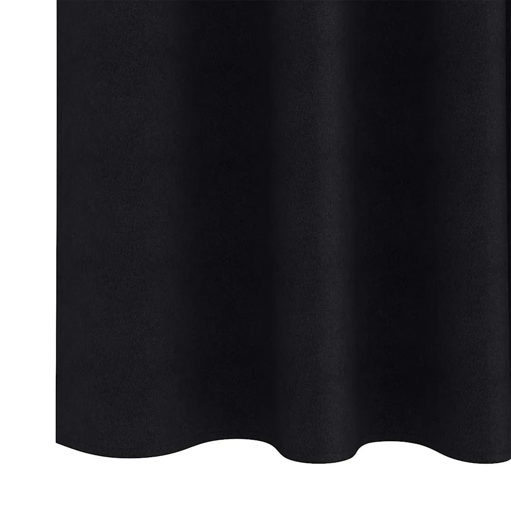 Tende Blackout con Anelli 2 pcs Nero 225 x 140 cm Poliestere 4107430