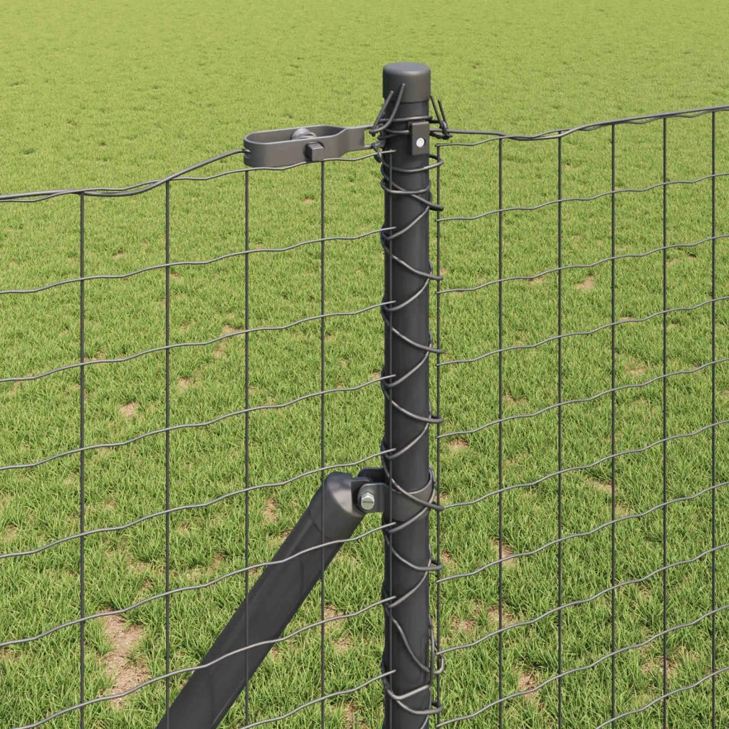 Palo della recinzione 2 pcs Grigio Acciaio Verniciato a Polvere 42012761