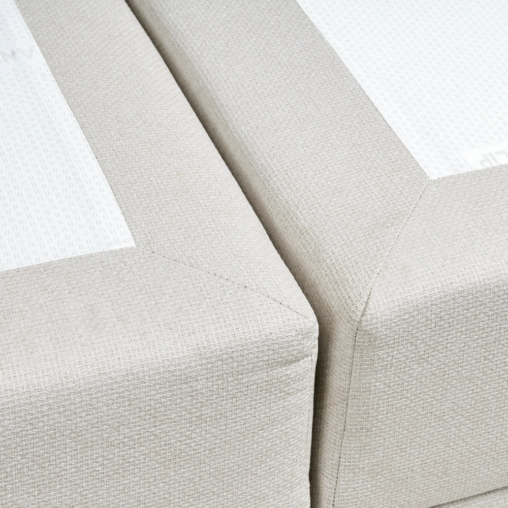 Letto matrimoniale Imbottito Tessuto bianco sporco 180 x 200 cm Con Testiera Trapuntata