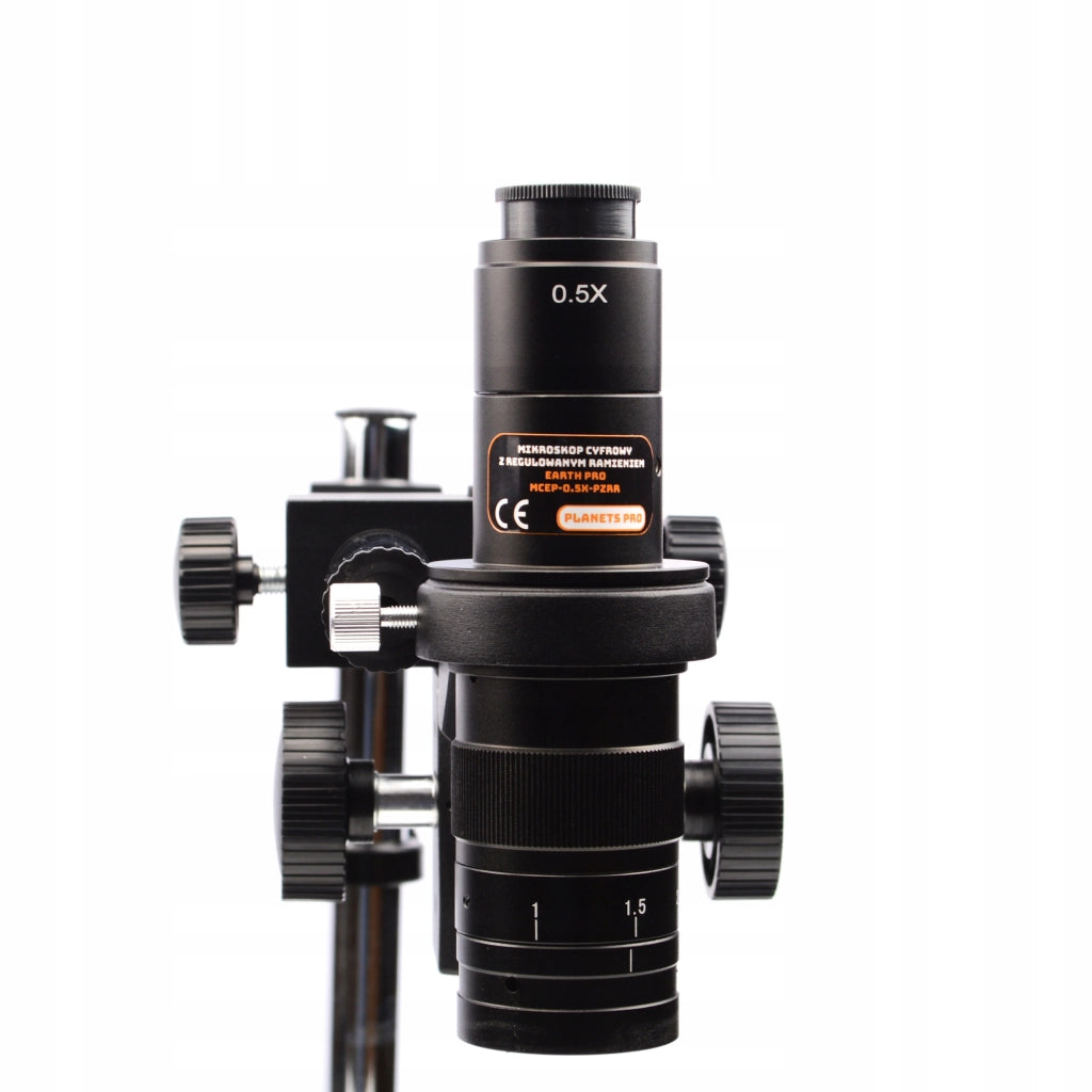 Mikroscopio Digitale Earth Pro MCEP-0.5X-PZRR con Braccio Regolabile e Illuminatore 56xLED | Zoom 7-45x, C-Mount
