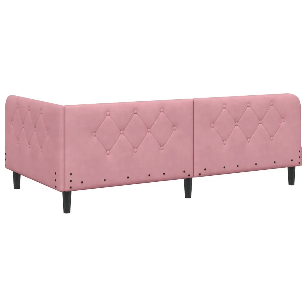 Cornice del letto ad angolo Rosa 100 x 200 cm Velluto 3394167