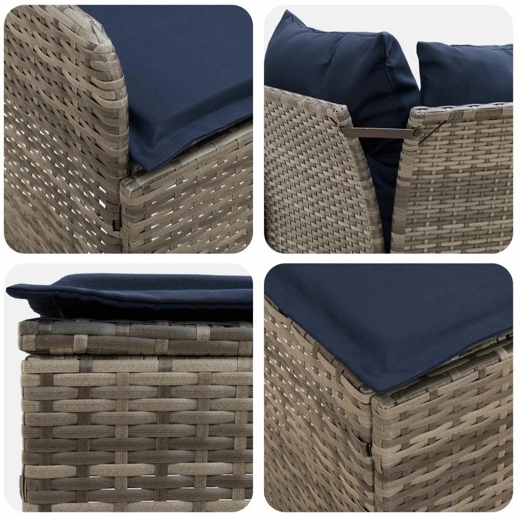 Set di Mobili con cuscino 8 pcs Grigio e Blu Navy Rattan in PE 3422200