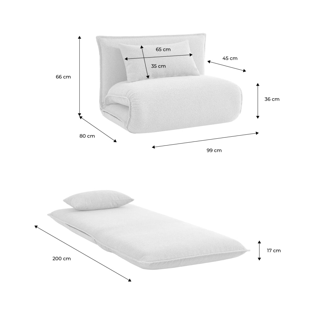 Poltrona letto trasformabile 1 posto bouclé testurizzato, mostarda