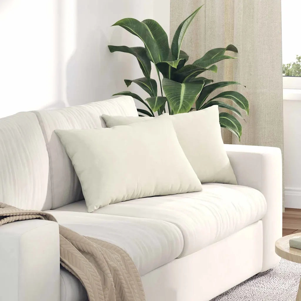 Cuscini da Divano 2 pz-Set di 2 Cuscini per Sofa Crema 60 x 40 cm Tessuto in Cords 322784