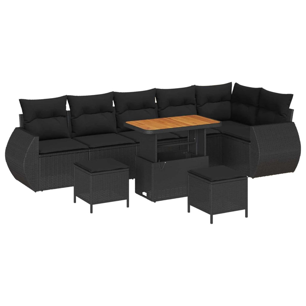 Set Divano da Giardino 9 pcs Nero polyrattan 3361894