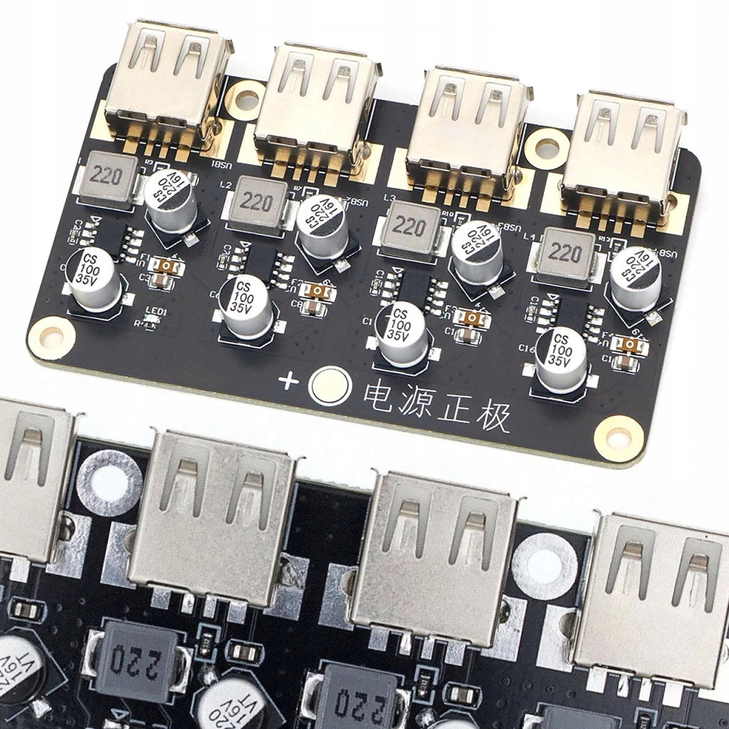Convertitore 4 Canali USB Step Down Rosfix – Caricatore 2.0/3.0 | 6-24V a 5V, 3A per Canale