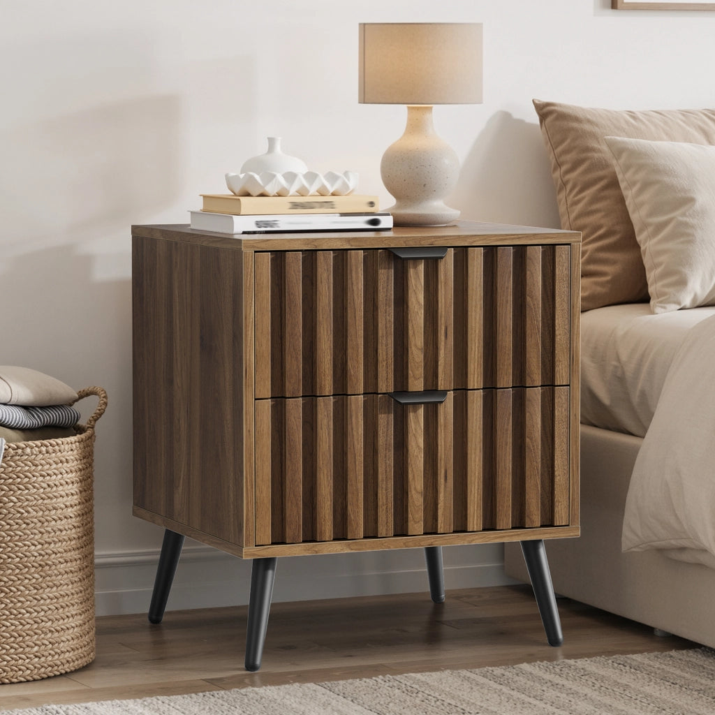 Comodino con 2 Cassetti ¨C MINIMAL ¨C Noce, 45x40x53 cm