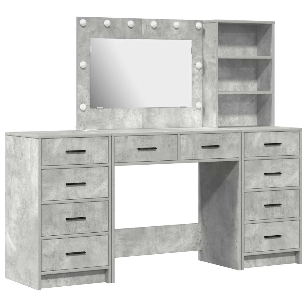 Tavolo da Trucco 3 pcs Grigio cemento Legno multistrato 3334212