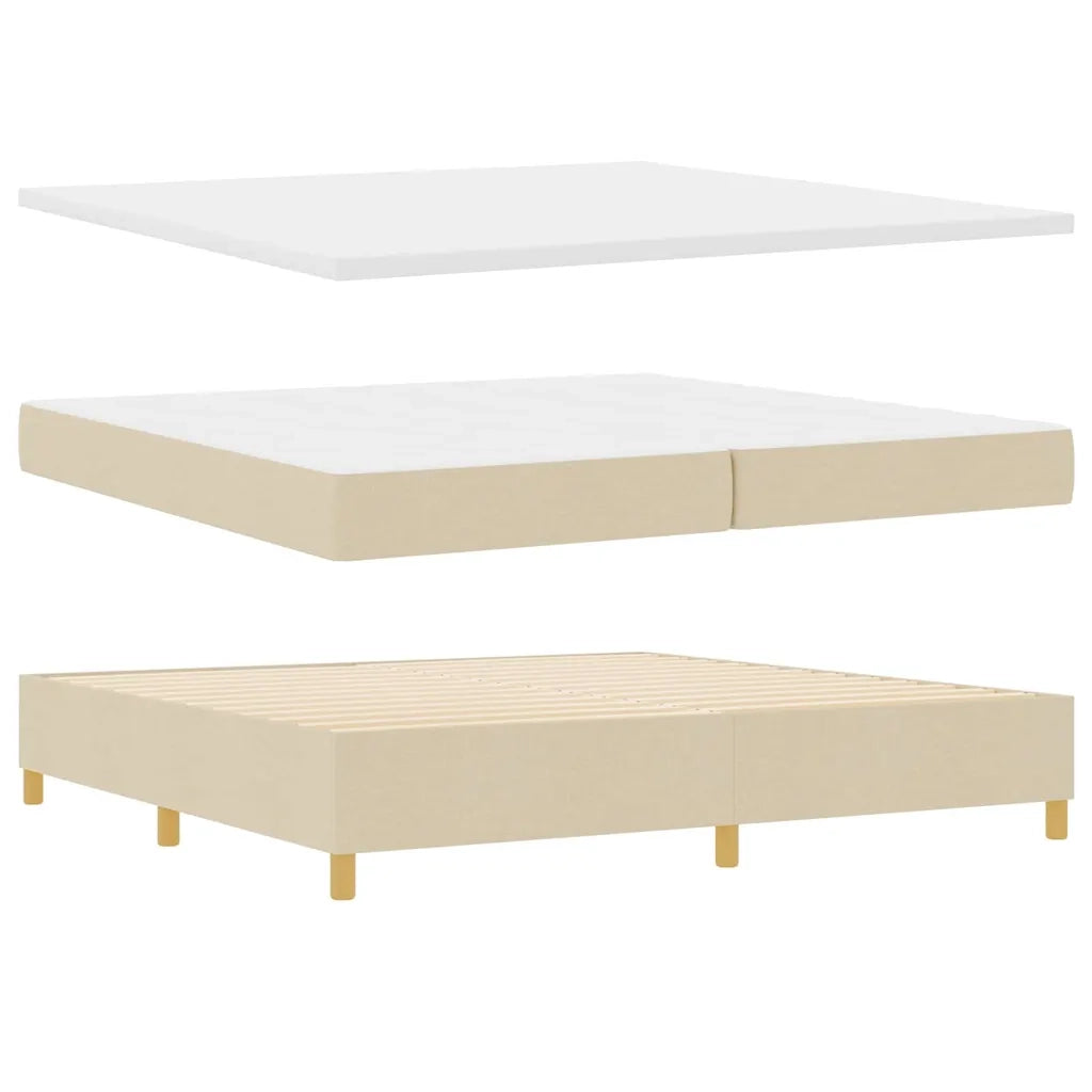 Letto a molle con materasso Crema 140 x 200 cm Tessuto