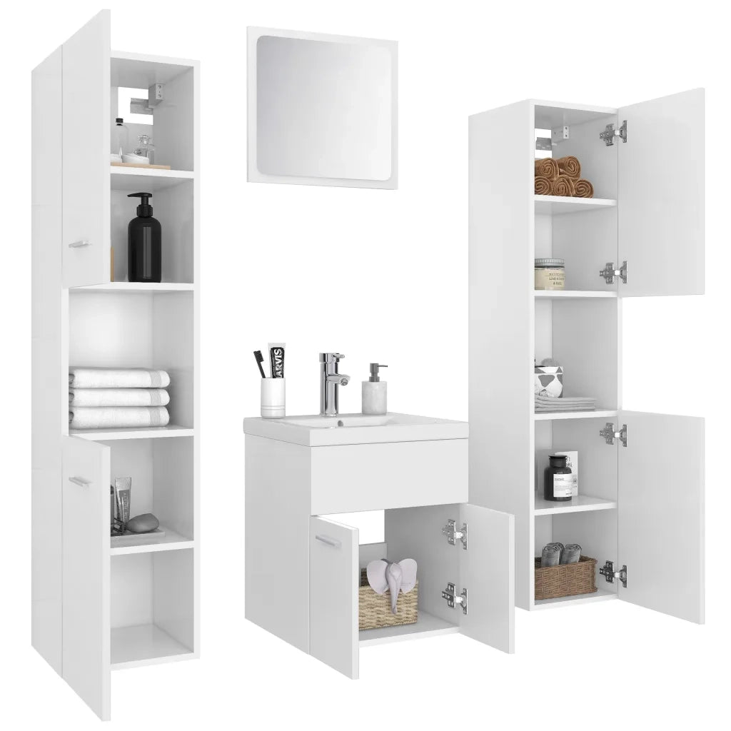 Set Mobili da Bagno | Armadio da bagno Bianco in Truciolato
