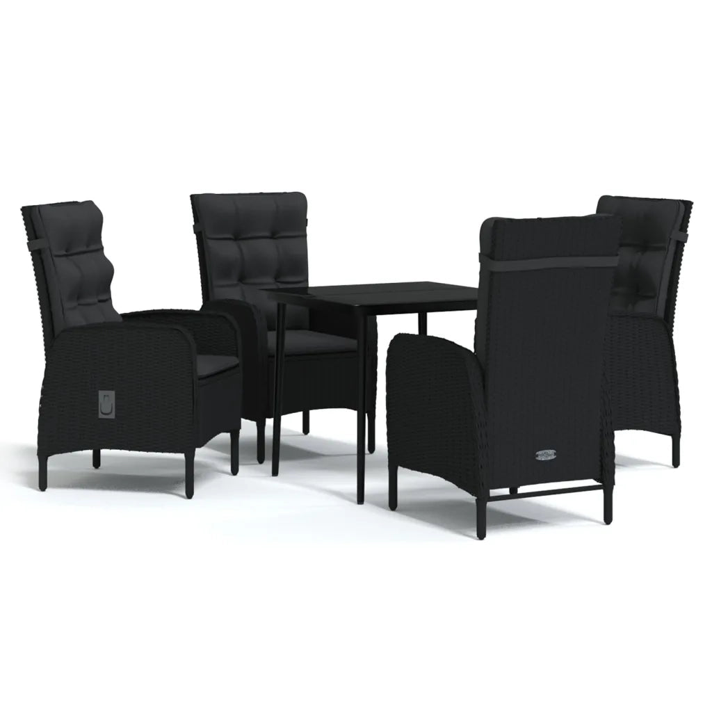 Set da Pranzo da Giardino 5 pz con Cuscini Nero 3099367