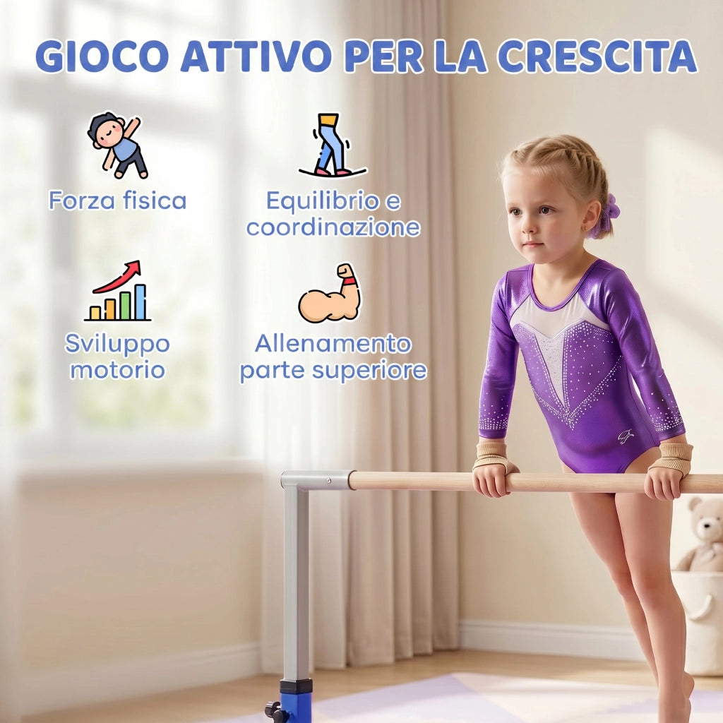 Sbarra Ginnastica Regolabile in Altezza ¨C Xylo ¨C 92-150 cm Blu