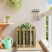 Fioriera Giardino a Recinzione-Vaso con Ringhiera-Contenitore per Piante 60x60x60 cm in Pino Impregnato