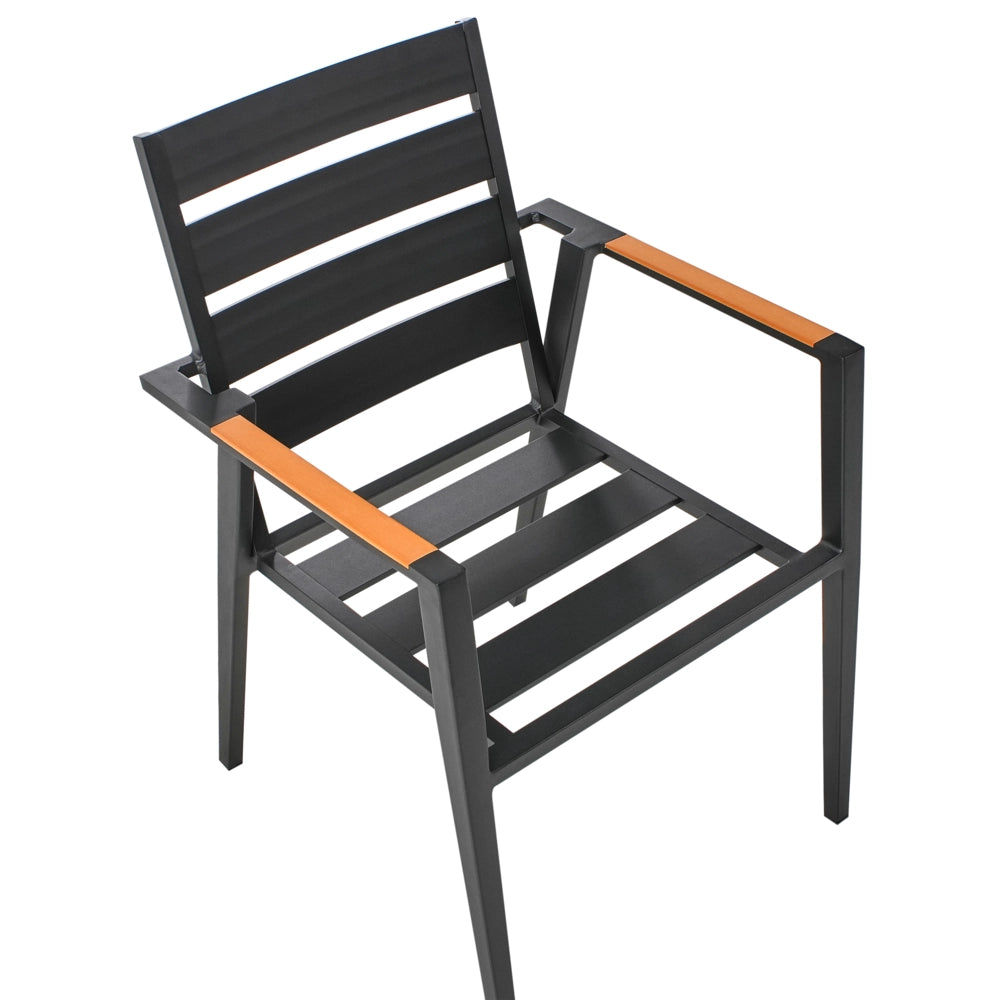 Set da pranzo da giardino a 4 posti con tavolo in alluminio e piano grigio con sedie con cuscini giardino terrazzo elegante
