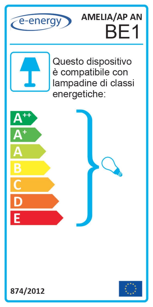 Applique 1xE14 Montatura Av Oro Vetro Spugnato Bianco E-Energy Amelia