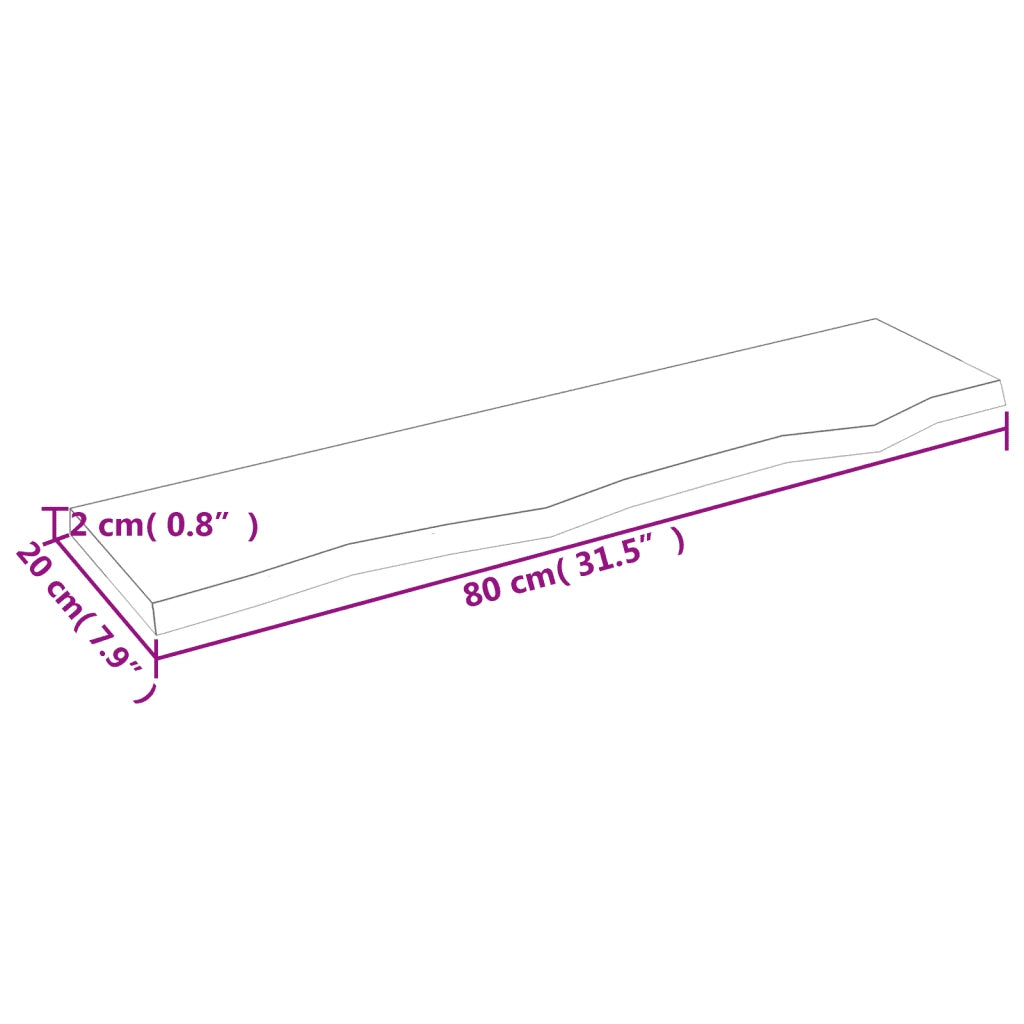 Mensole Parete | Scaffale a Parete | Ripiano a Parete 80x20x2 cm Legno Massello Rovere Non Trattato
