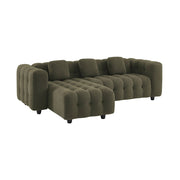 Divano angolare reversibile in tessuto bouclé testurizzato, verde kaki