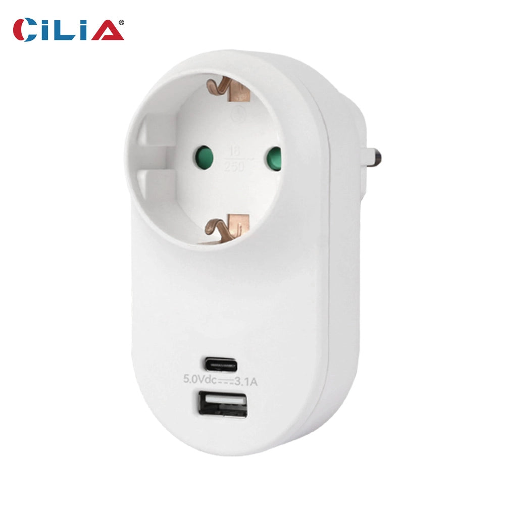 Adattatore da Parete Multipresa USB ¨C Minimal ¨C 1 Presa Schuko, 1 USB-C, 1 USB-A