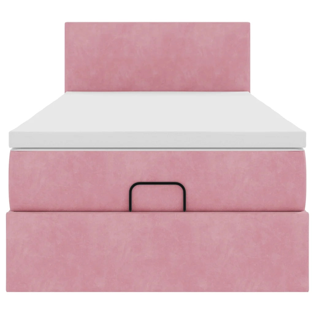 Pouf Letto con Materasso e LED Rosa 80x200cm in Velluto 3312517