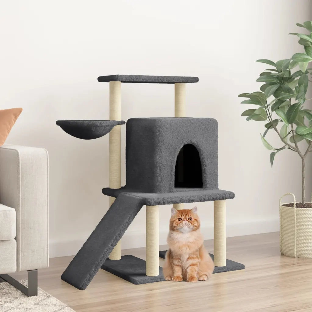 Albero per Gatti con Tiragraffi in Sisal Grigio Scuro 96,5 cm CFW5242356