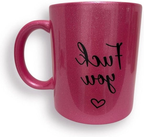 Tazza di compleanno con glitter rosa perfetta come idea regalo per donne e amiche