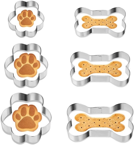 Set di 6 forme per zampe e artigli di cane - Acciaio inox - Disegno carino