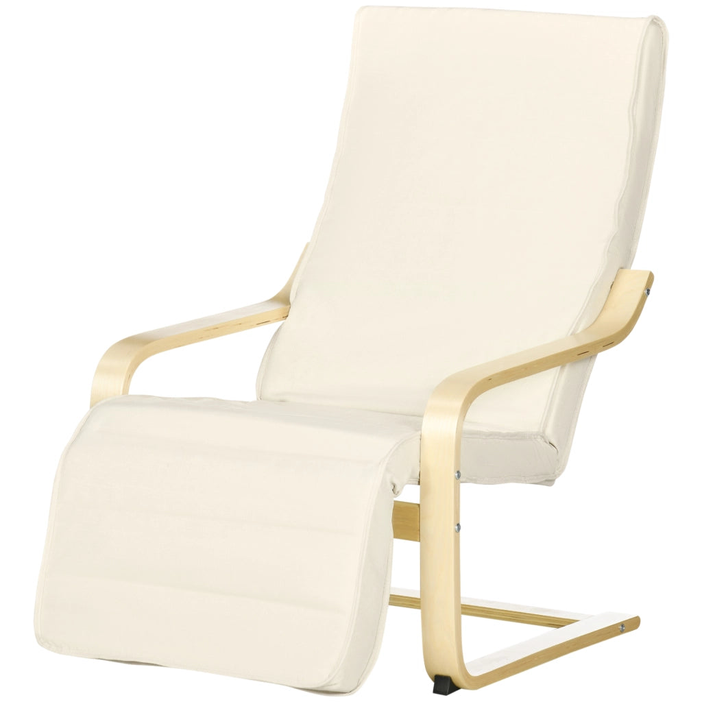 Poltrona Relax con Poggiapiedi Regolabile ¨C Minimal ¨C Tessuto Crema 66,5x94x100cm